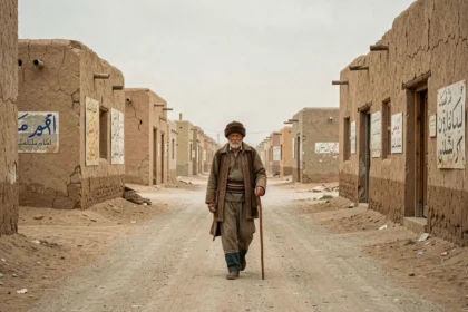 Rue déserte d'un village isolé en Asie centrale, illustrant les pays les moins visités du monde